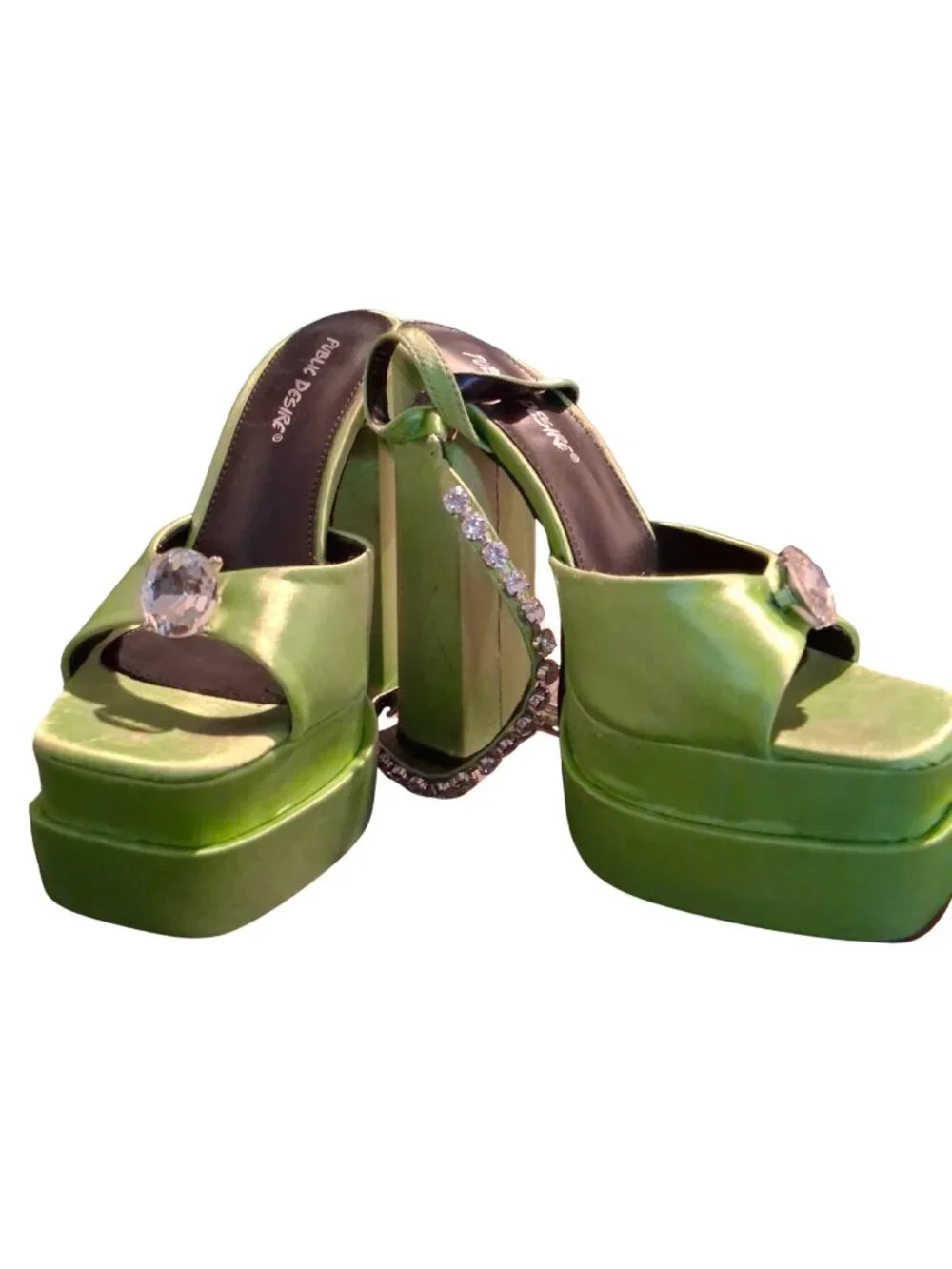 Lime Green Platform Block Heels